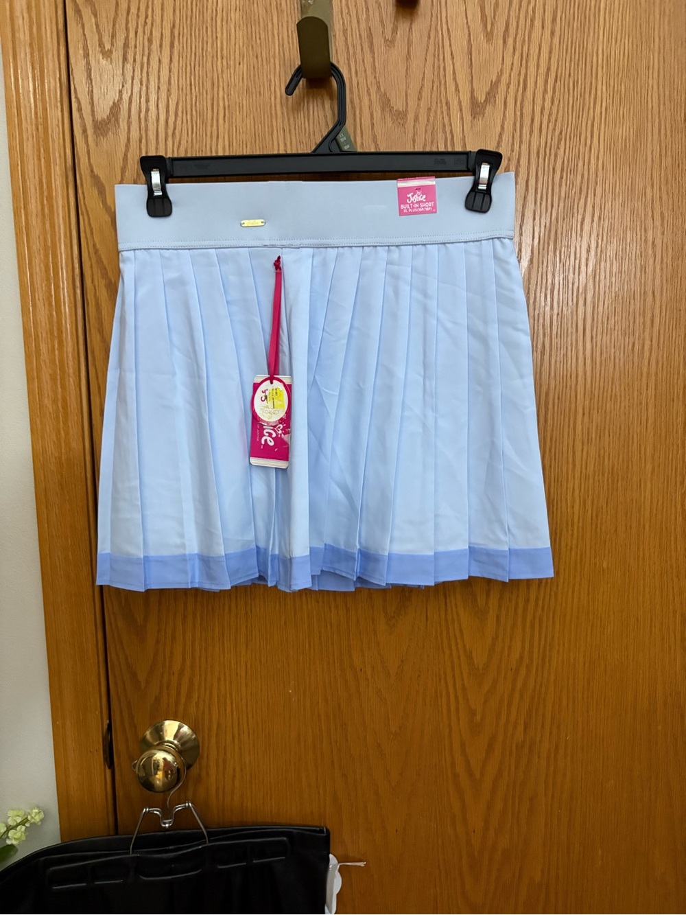 Justice Light Blue Pleated Mini Skirt with Darker Hem